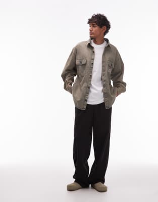 Carhartt Oversized Shirt Crafted From Sandblasted Cotton Denim In Blue