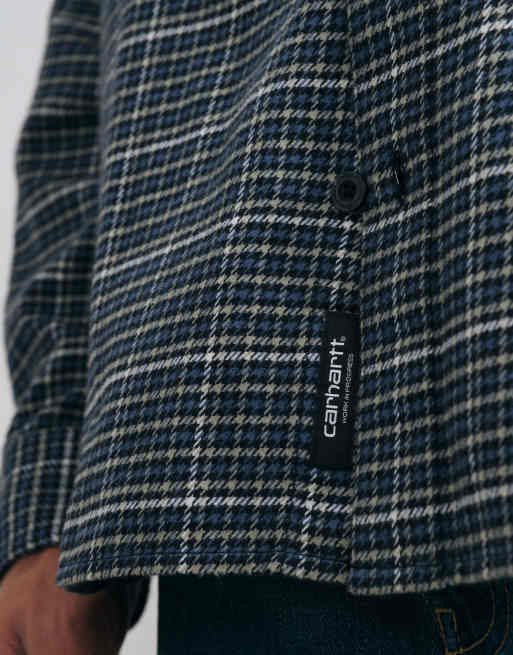 Carhartt WIP Todrick long sleeve shirt in light blue houndstooth, 2 of 5