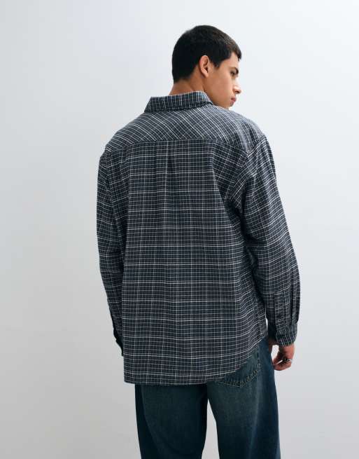 Carhartt WIP Todrick long sleeve shirt in light blue houndstooth, 5 of 5