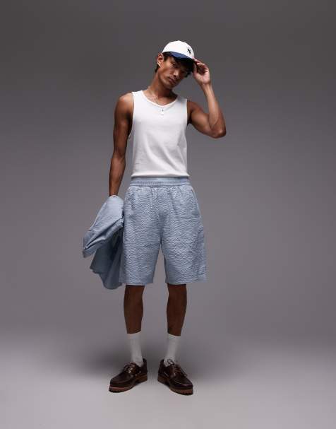 Carhartt WIP - Toland - Pantaloncini vestibilità classica in seersucker blu in coordinato - view 1