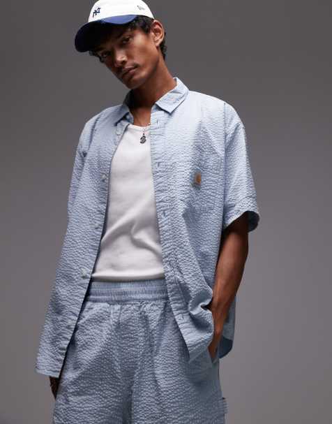 Carhartt WIP Toland seersucker loose fit shirt in blue (part of a set) - view 1