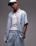 [Carhartt WIP] Carhartt WIP Toland seersucker loose fit shirt in blue (part of a set) XL BLUE