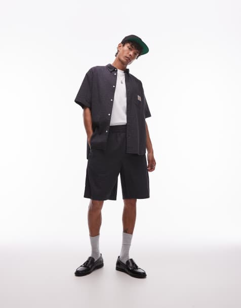 Carhartt WIP Toland seersucker loose fit shirt & shorts set in black - view 1
