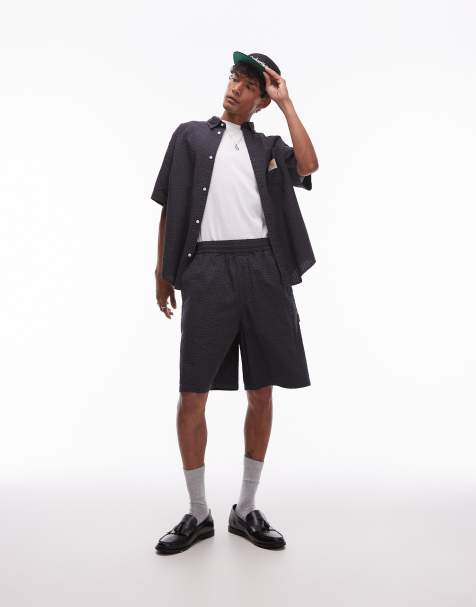 Carhartt WIP toland seersucker regular fit short co-ord in black - view 1