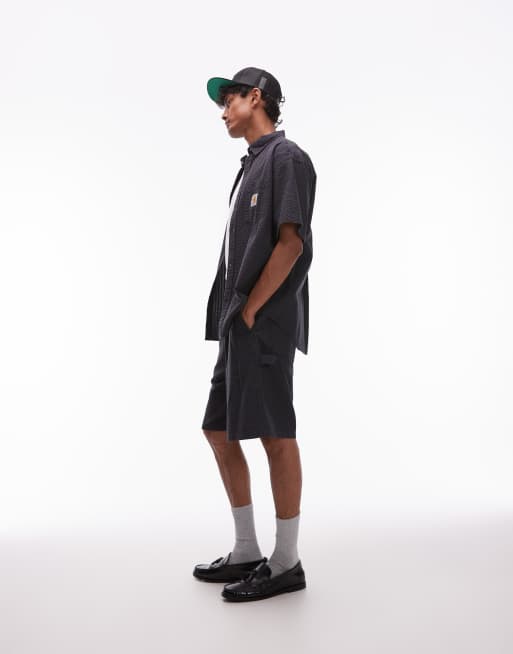 Carhartt WIP toland seersucker regular fit short co-ord in black, 2 of 5
