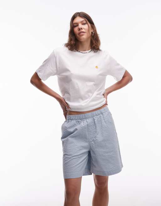 Carhartt WIP toland seersucker regular fit short co-ord in blue, 2 of 5