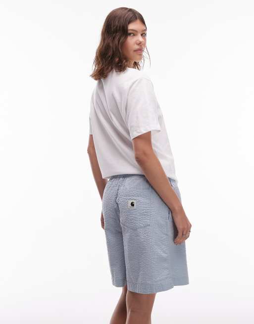 Carhartt WIP toland seersucker regular fit short co-ord in blue, 4 of 5