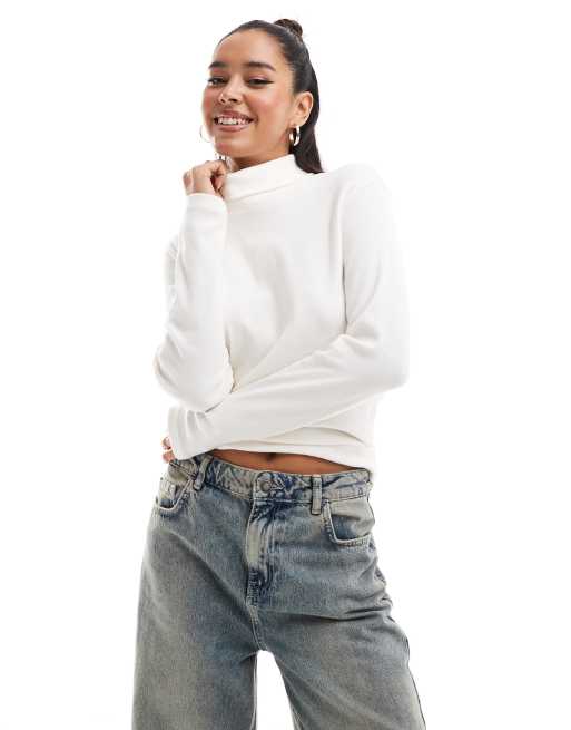 Carhartt WIP - Top a maniche lunghe bianco accollato con logo
