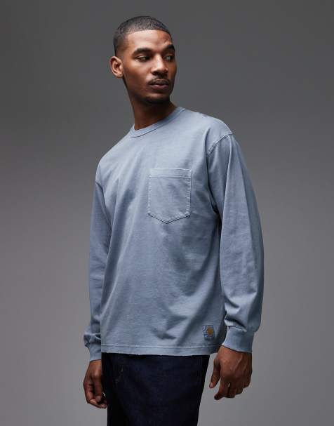 Carhartt WIP – Torian – Langärmliges Oversize-T-Shirt in verwaschenem Blau - view 1