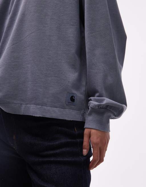 Carhartt WIP - Torian - Maglietta oversize a maniche lunghe blu slavato, 4 di 4