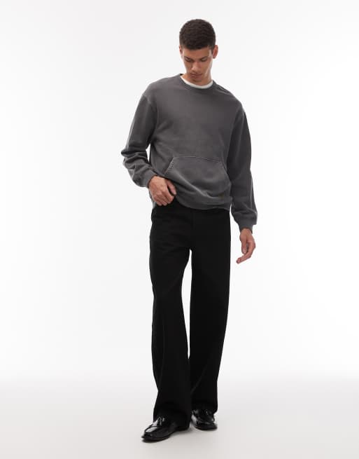 Carhartt WIP - Torian - Oversized sweatshirt zonder sluiting in zwart met wassing, 2 van 5