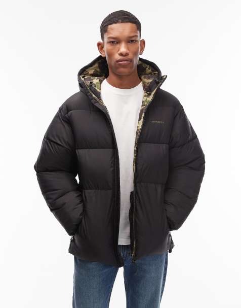 Carhartt WIP toronto water resistant puffer jacket in black with camo lining - view 1