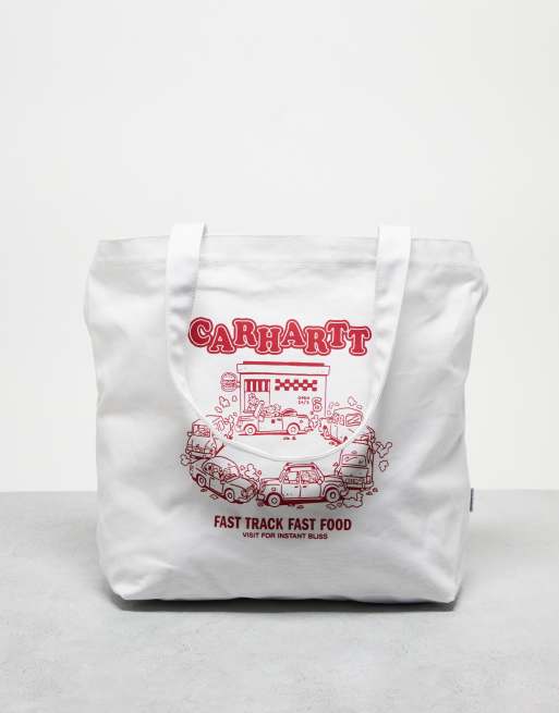 Carhartt WIP - Tote tas met 'Fast Food'-print in wit