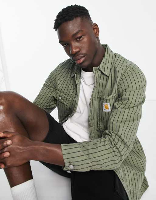 Carhartt WIP – Trade Michigan – Grön, kritstrecksrandig jacka