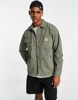 Carhartt WIP trade Michigan pinstripe jacket in green - ASOS Price Checker
