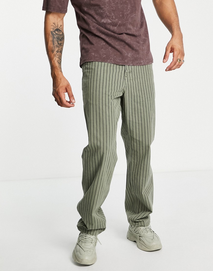 Carhartt WIP trade pinstripe worker pants in green