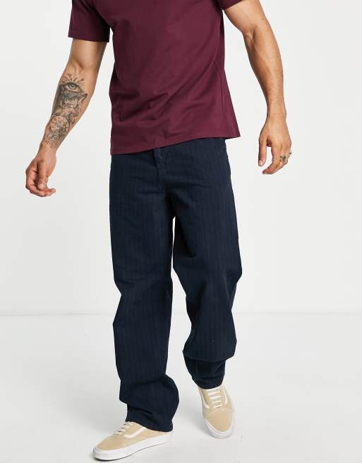 Carhartt WIP – Trade – Worker-Hose in Blau mit Nadelstreifen