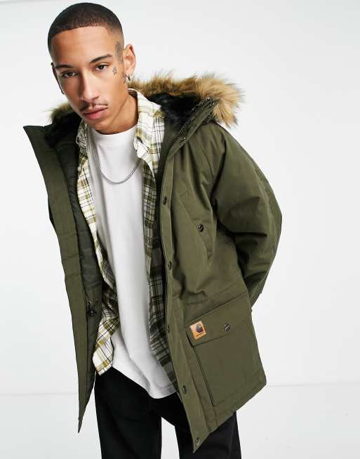 Carhartt WIP - Trapper - Parkajack met capuchon met pluche voering in groen