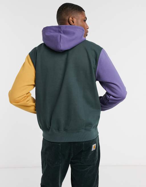 Carhartt WIP tricolor script logo hoodie in multi