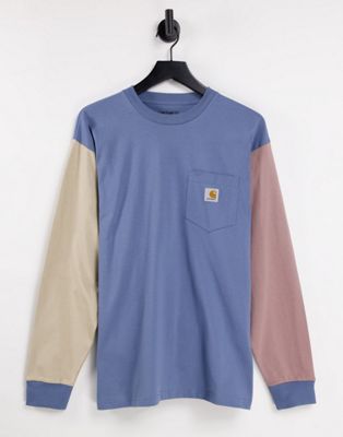 Carhartt WIP triple pocket long sleeve top in blue multi
