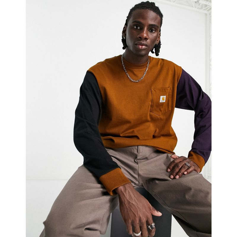Uomo T-shirt e Canotte Carhartt WIP - Triple Pocket - Top a maniche lunghe marrone multicolore