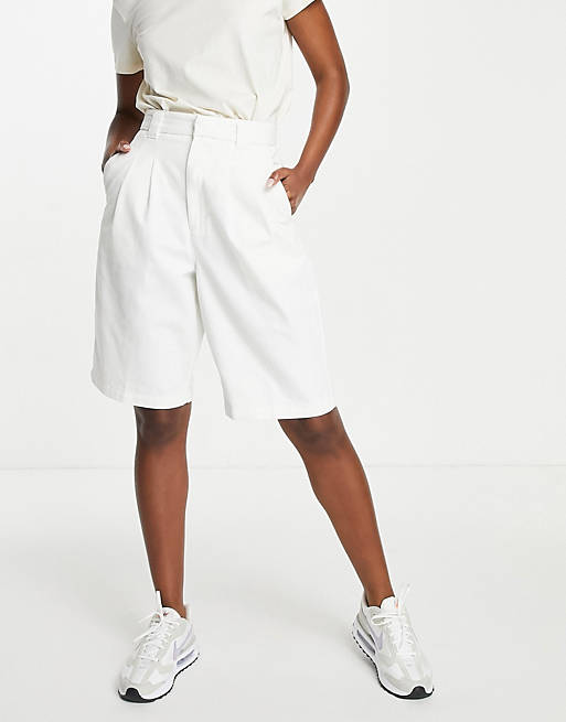 Carhartt WIP Tristin longline shorts in off white