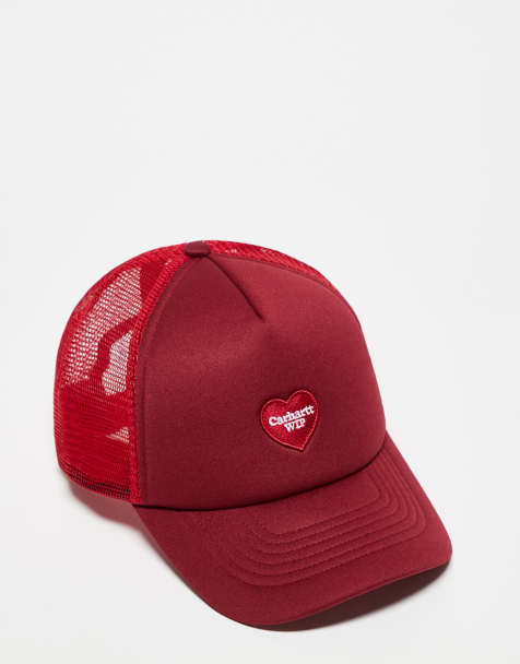 Carhartt WIP – Trucker-Kappe in Rot mit Herzaufnäher - view 1