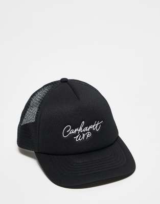 Carhartt WIP - Trucker-Kappe in Schwarz mit Signatur-Logo