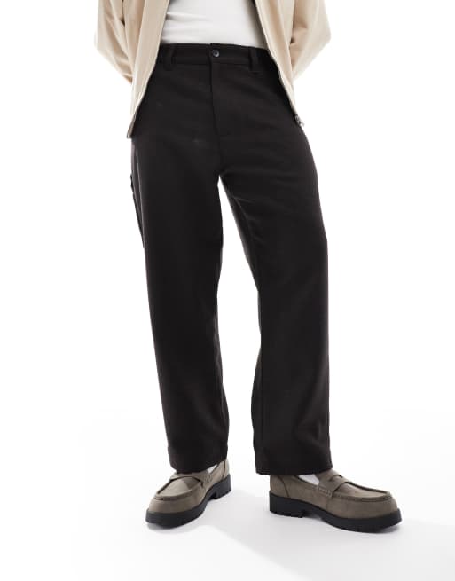 Carhartt WIP Truman relaxed fit pants in dark brown, 2 of 5