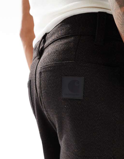 Carhartt WIP Truman relaxed fit pants in dark brown, 5 of 5