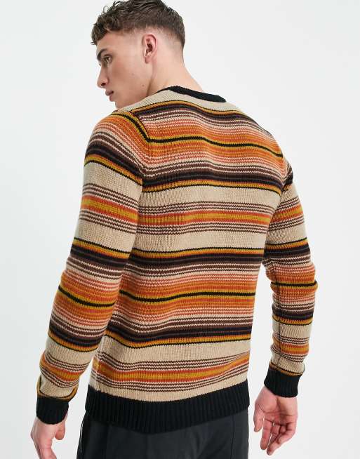 Carhartt WIP tuscon stripe knit sweater in brown