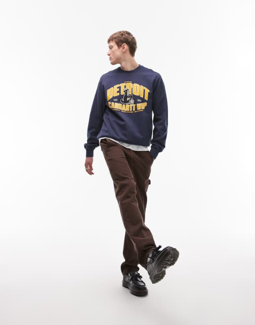 【Carhartt】 ★ UNDERGROUND SWEATSHIRT ★ LOOSE FIT Carhartt WIP underground graphic sweatshirt in navy | ASOS