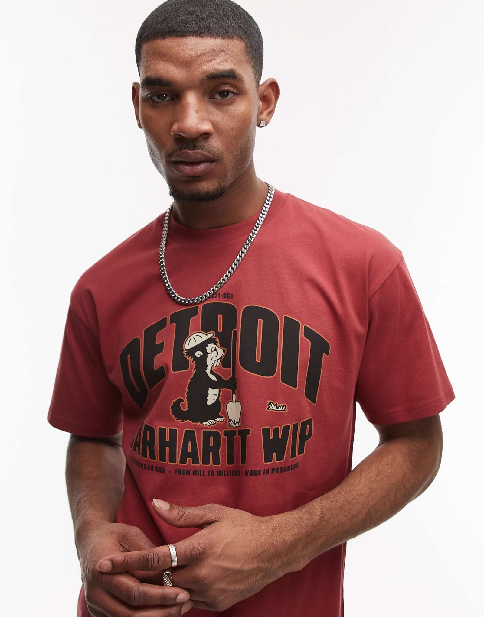 Футболка Carhartt WIP underground с графическим рисунком красного цвета
