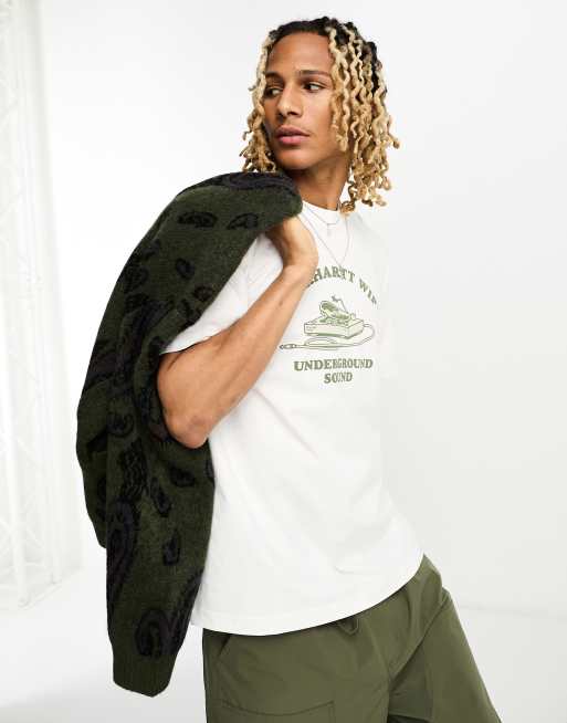 Carhartt WIP – Underground Sound – T-Shirt in Weiß mit „Underground Sound“-Textprint