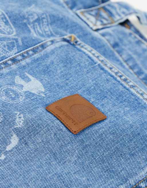 Carhartt WIP unisex stamp print denim tote bag in blue | ASOS