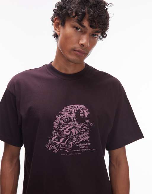 Carhartt WIP – Unit – Brązowy luźny T-shirt z nadrukiem, 5 z 5