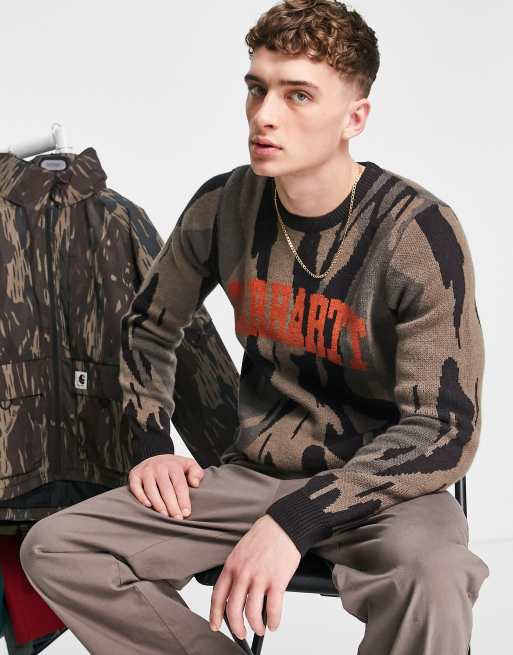 Carhartt WIP university script jumper in camo