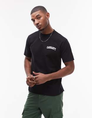 university script t-shirt in black