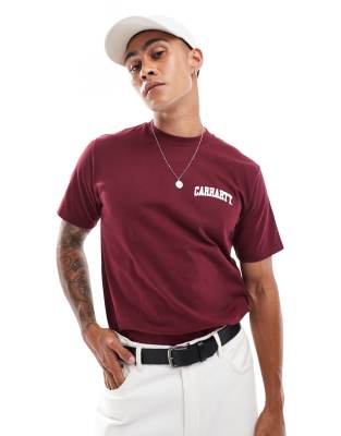 Carhartt WIP Carhartt WIP university script t-shirt in burgundy-Red