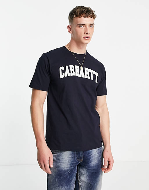 Carhartt WIP university script T-shirt in navy | ASOS