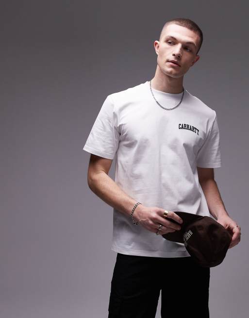 Carhartt WIP university script t-shirt in white, 3 of 4