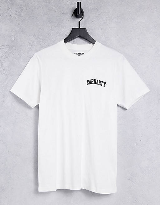 Men Carhartt WIP university script t-shirt in white 