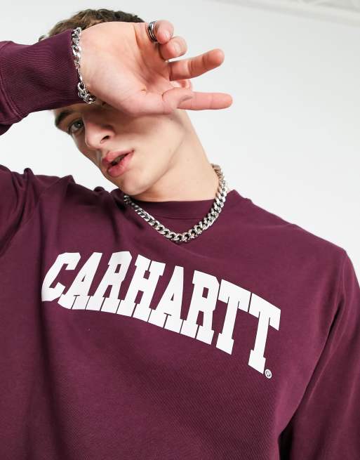 Carhartt WIP university sweatshirt in burgundy and white