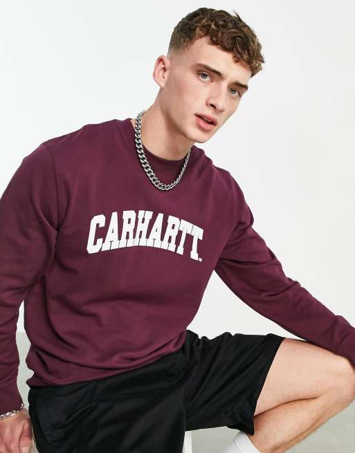 Carhartt WIP university sweatshirt in burgundy and white