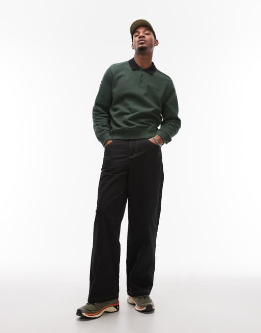Carhartt WIP Vance rugby long sleeve shirt in khaki, 3 of 4