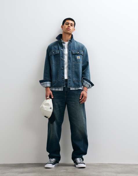 Carhartt WIP - Vaqueros Aaron tapered de corte regular en azul lavado oscuro - view 1