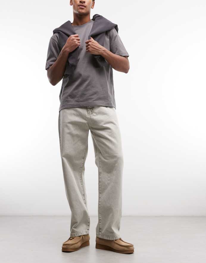 Carhartt WIP Vaqueros Landon de corte holgado y tapered en lavado chalk