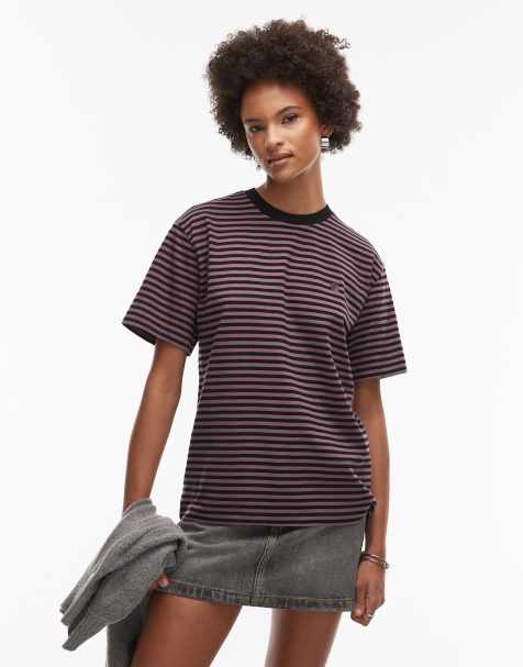 Carhartt WIP – Verner – Czarno-różowy T-shirt w paski - view 1