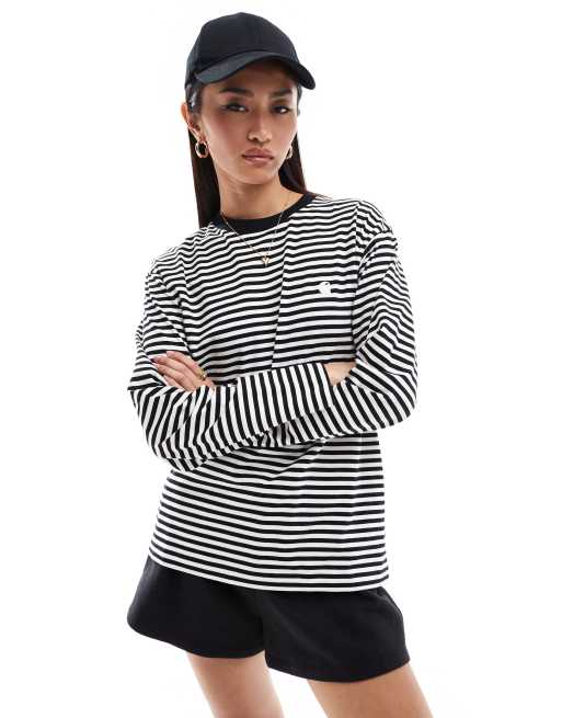 Carhartt WIP - Verner - Gestreept T-shirt met lange mouwen in zwart multi