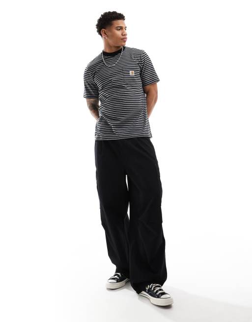 Carhartt WIP Verner pocket stripe t-shirt in black, 3 of 4